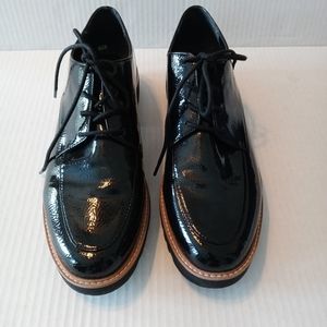 Franco Sarto Women's Black Patent Leather Oxford Lace Tie Shoes Size 9.5M